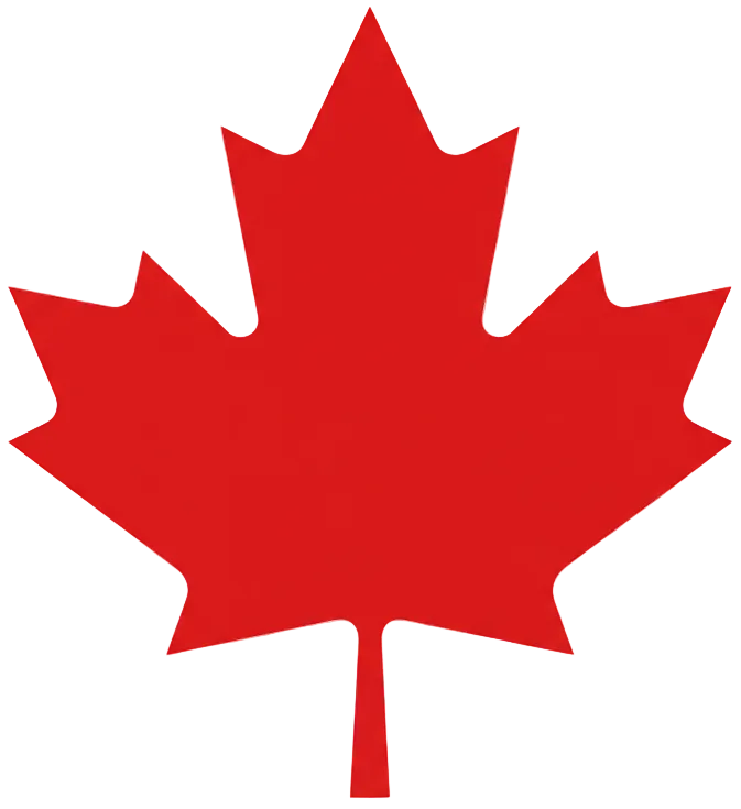 Solid Red maple leaf icon graphic with transparent background